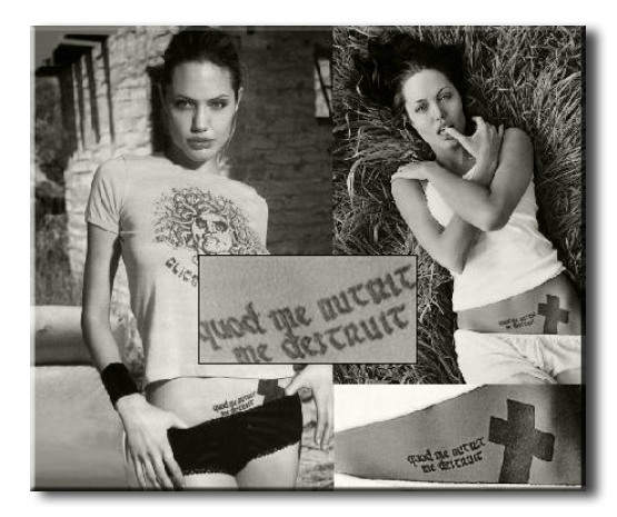 Джоли, Анджелина - татуировка в виде креста