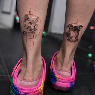 Татуировка: Кошка и собака (домашние питомцы)