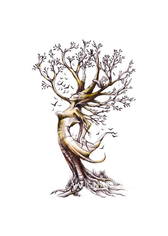 Эскиз татуировки Деревья.