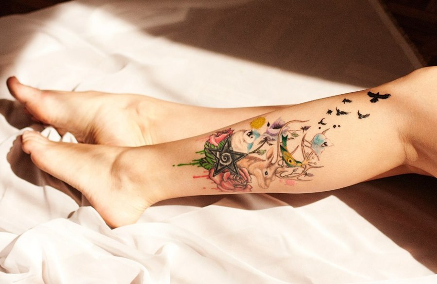 Красивые женские Татуировки на ноге