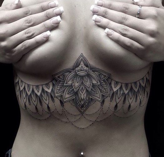 Под грудью Tattoo women under breast Тату фото.